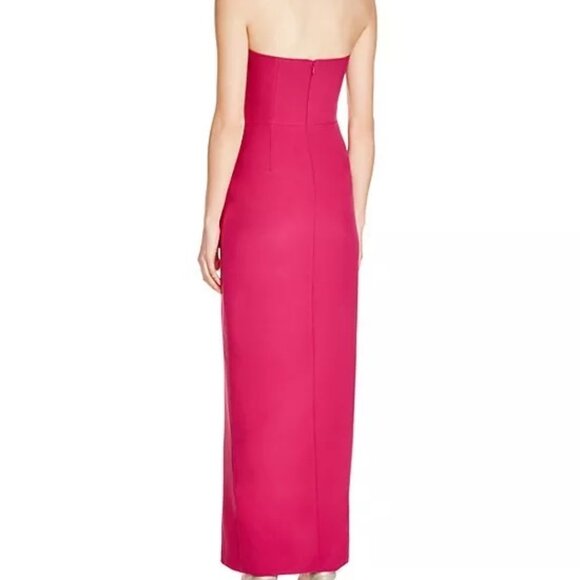 Nicole Miller Sz 0 Hot Pink Crepe Strapless Sweetheart Formal Gown - Picture 3 of 8